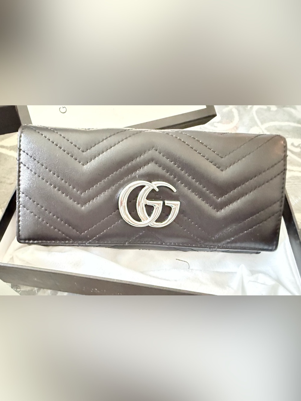 Buttery Smooth Black Quilted Wallet with Silver Hardware BNIB